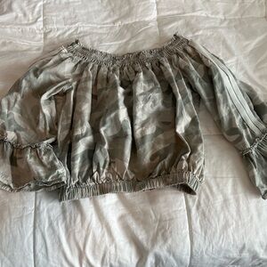 Vintage Havana Camouflage Off-Shoulder Top